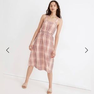 Madewell Cutout-Back Midi Dress in Gingham Plaid size 00